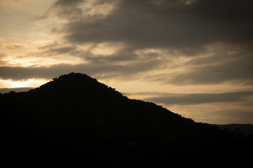 Nice silhouette effect of mountain during the sunset, Mettur, India