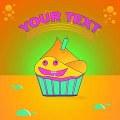 happy birthday card with cupcake