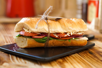 Sandwich on a restaurant table