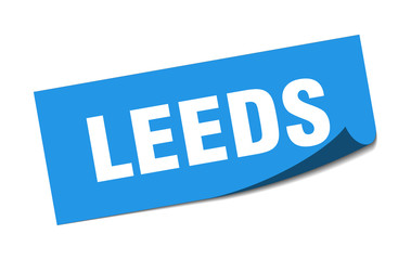 Leeds sticker. Leeds blue square peeler sign