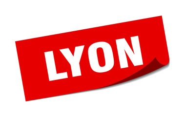 Fototapeta premium Lyon sticker. Lyon red square peeler sign