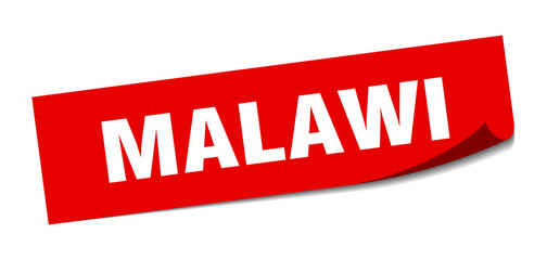 Malawi sticker. Malawi red square peeler sign
