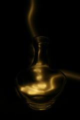 magical fairy glow in a glass lamp on a dark background