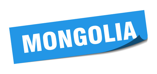 Mongolia sticker. Mongolia blue square peeler sign
