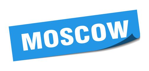 Moscow sticker. Moscow blue square peeler sign