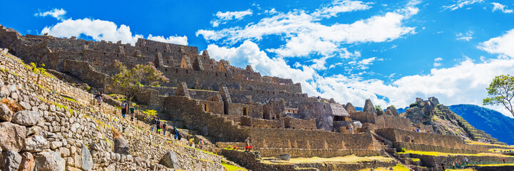 View of the ancient city of Machu Picchu, Peru. - obrazy, fototapety, plakaty