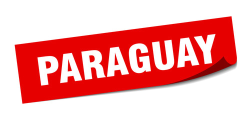 Paraguay sticker. Paraguay red square peeler sign