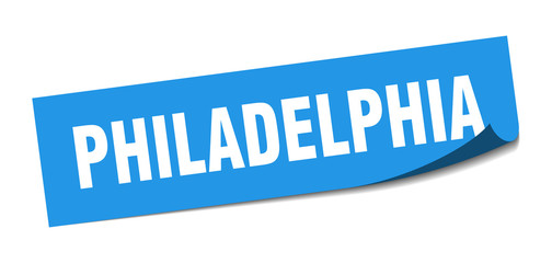 Philadelphia sticker. Philadelphia blue square peeler sign