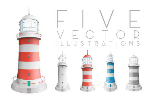 Realistic lighthouses Illustrations
