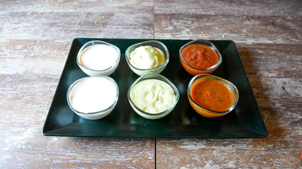 Sauce on a restaurant table