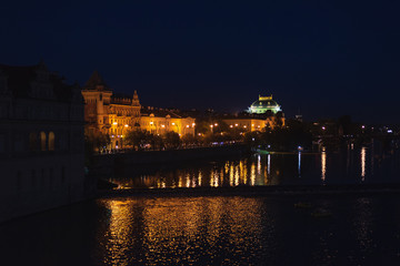 Obraz na płótnie Canvas Night view of the National Theatre in Prague Czech Republic
