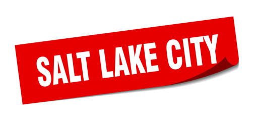 Salt Lake City sticker. Salt Lake City red square peeler sign