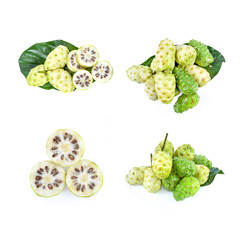 Exotie fruit, noni fruit on white background