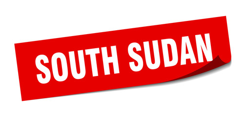 South Sudan sticker. South Sudan red square peeler sign