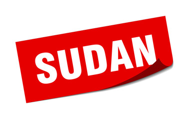 Sudan sticker. Sudan red square peeler sign