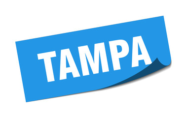 Tampa sticker. Tampa blue square peeler sign
