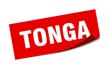 Tonga sticker. Tonga red square peeler sign