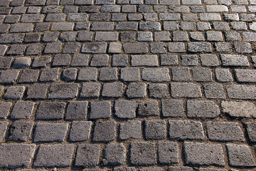 Texture of paved stone lined in a semicircle.