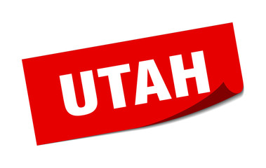 Utah sticker. Utah red square peeler sign