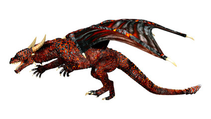 3D Rendering Fairy Tale Dragon on White