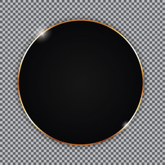 round black banner with golden frame