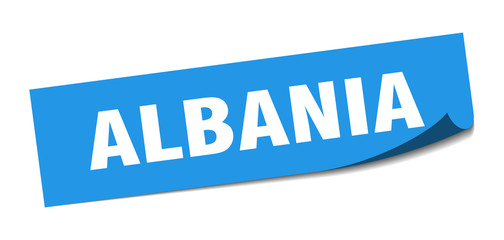 Albania sticker. Albania blue square peeler sign