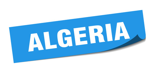 Algeria sticker. Algeria blue square peeler sign