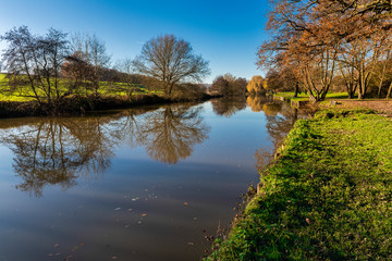 River Medway in Kent, England near Teston, Maidstone