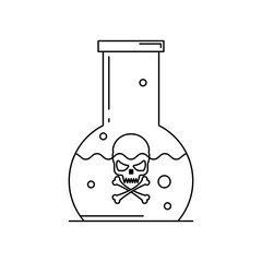 Harmful chemical icon. Outline thin line flat illustration. Isolated on white background. 