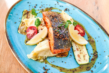 Seafood on a restaurant table