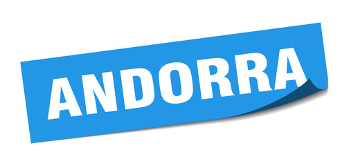Andorra sticker. Andorra blue square peeler sign