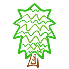 green shaggy tree, probably coniferous, funny pattern