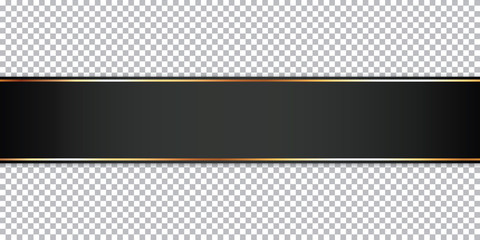 black ribbon banner on transparent background