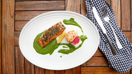 Seafood on a restaurant table