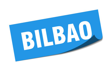 Bilbao sticker. Bilbao blue square peeler sign