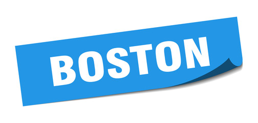 Boston sticker. Boston blue square peeler sign
