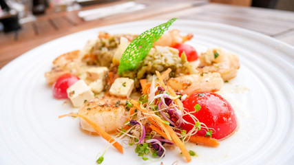 Seafood on a restaurant table