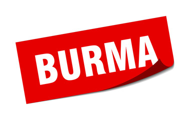 Burma sticker. Burma red square peeler sign