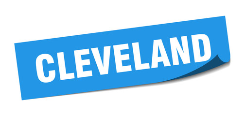 Cleveland sticker. Cleveland blue square peeler sign