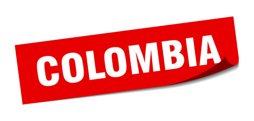 Colombia sticker. Colombia red square peeler sign