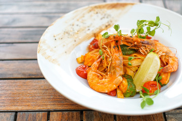 Seafood on a restaurant table