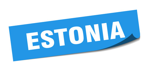 Estonia sticker. Estonia blue square peeler sign