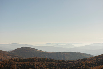 sunny day in the mountains landscape. Autumn scenery