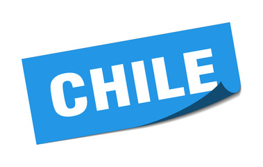 Chile sticker. Chile blue square peeler sign