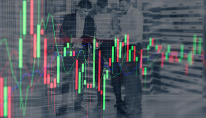 Stock market graph on the background of businessmen