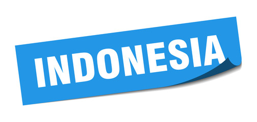Indonesia sticker. Indonesia blue square peeler sign