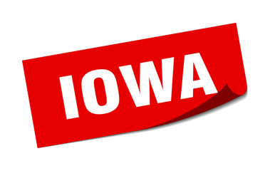 Iowa sticker. Iowa red square peeler sign