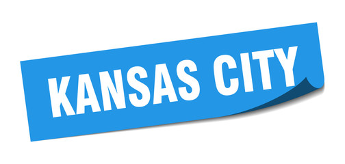 Kansas City sticker. Kansas City blue square peeler sign