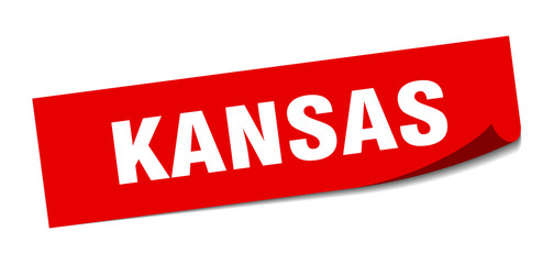 Kansas sticker. Kansas red square peeler sign
