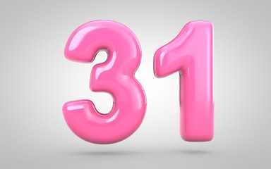 Bubble Gum number 31 isolated on white background.